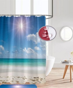 Beach Scenery Shower Curtain The Sea Under The Sun With 3D Printing