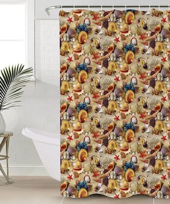 Beach Seashell Starfish Decorative Shower Curtain for a Coastal Bathroom