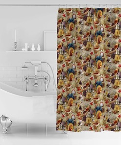 Beach Seashell Starfish Decorative Shower Curtain for a Coastal Bathroom