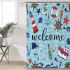 Beach Seashell Starfish Welcome Summer Ocean Lighthouse Shower Curtain 