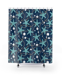 Beach Shower Curtain With Seascape Decor For A Themed Bathroom