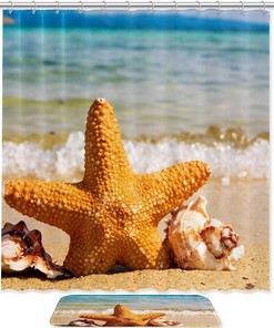 Beach Starfish Seashell Shower Curtain For A Unique Bathroom Upgrade