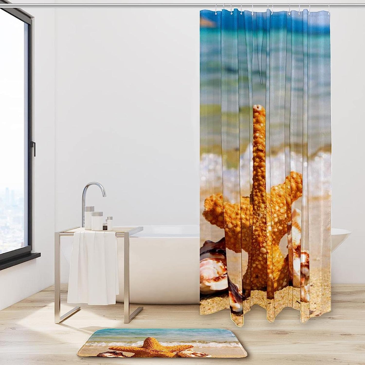 Beach Starfish Seashell Shower Curtain For A Unique Bathroom Upgrade - Image 2
