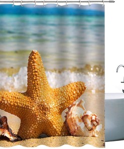 Beach Starfish Seashell Shower Curtain Tropical Bathroom Decors