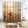Beach Sunset Shower Curtain | Starfish Travel Ocean Blue Bathroom Decor