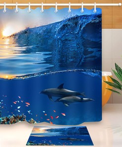 Beach Sunset Vibes Shower Curtain, Water Resistant and Washable, Ideal Housewarming Gift 