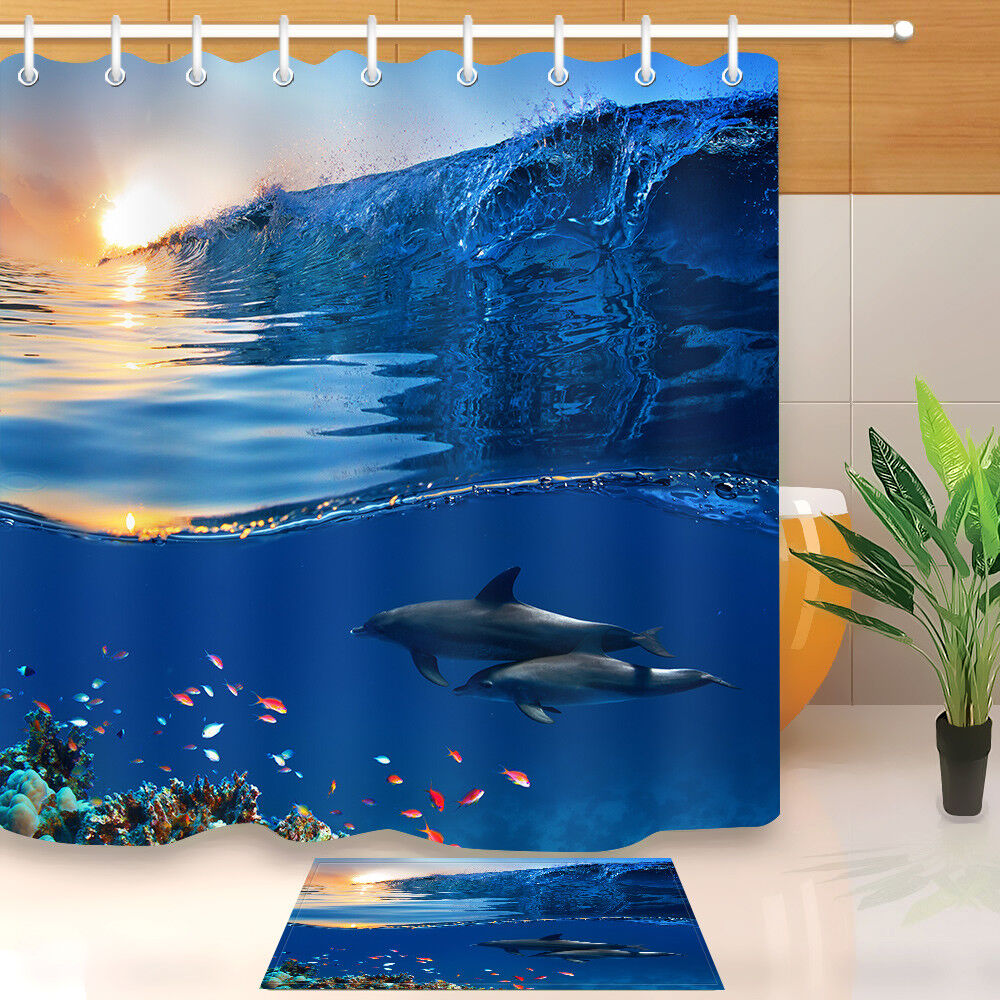 Beach Sunset Vibes Shower Curtain, Water Resistant and Washable, Ideal Housewarming Gift