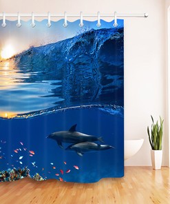 Beach Sunset Vibes Shower Curtain, Water Resistant and Washable, Ideal Housewarming Gift