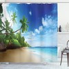 Beach Sunset and Waves Shower Curtain for Nature Bathroom Decor 