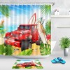 Beach Surfboards Summer Palm Leaves Waterproof Fabric Shower Curtain With Colorful Design