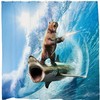 Beach Theme Blue Waves Ocean Art Bear Print Shower Curtain for Funny Bathroom Decor