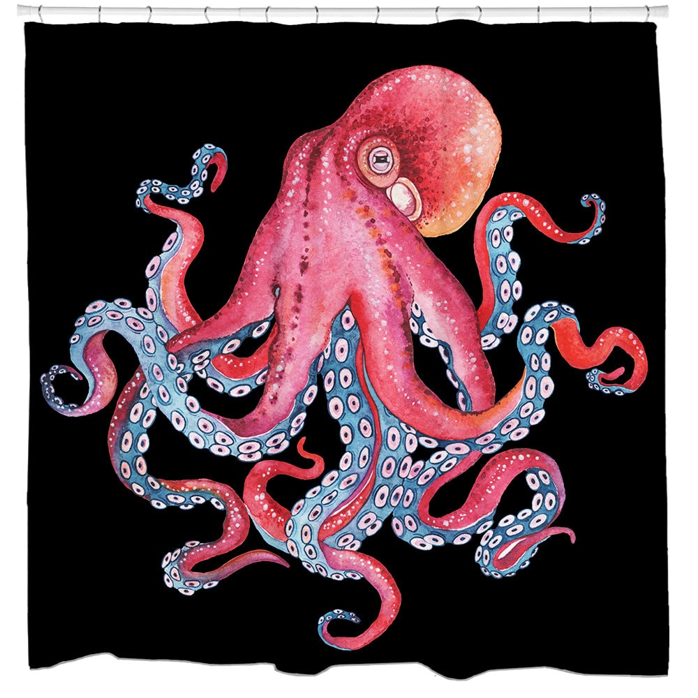 Beach Themed Octopus Art Shower Curtain for Your Bathroom.