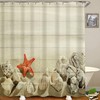 Beach Themed Starfish and Seashells on The Vintage Wood Background Shower Curtain
