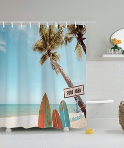 Beach and Surf Lovers Ocean Shower Curtain for Bathroom Decor