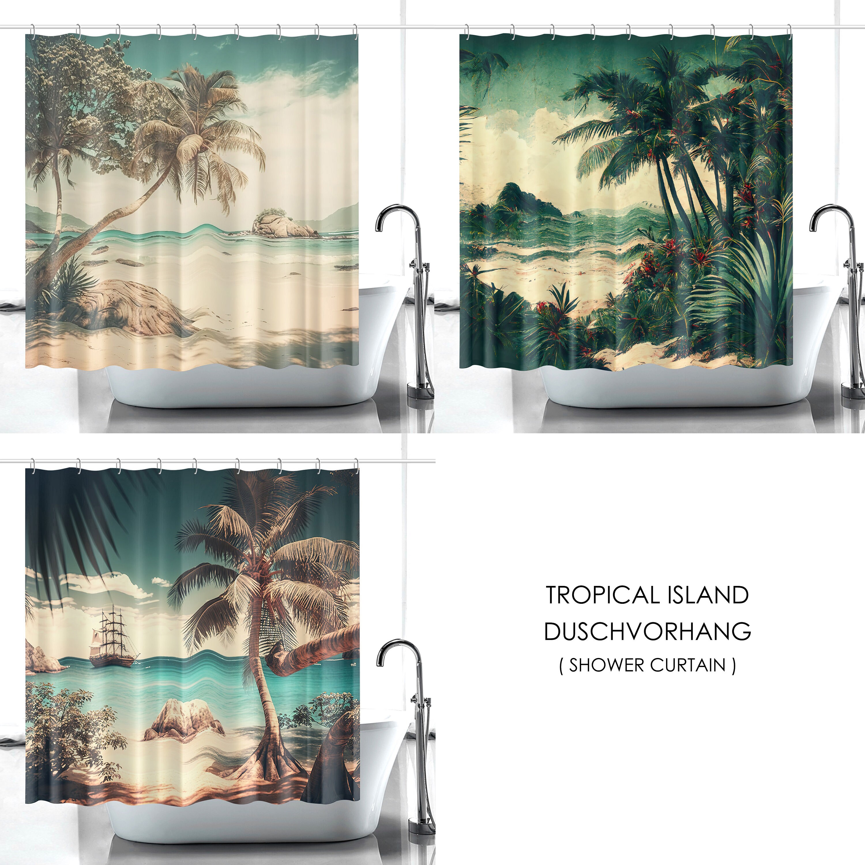 Beach-Inspired Tropical Palm Trees Shower Curtain for Your Bathroom