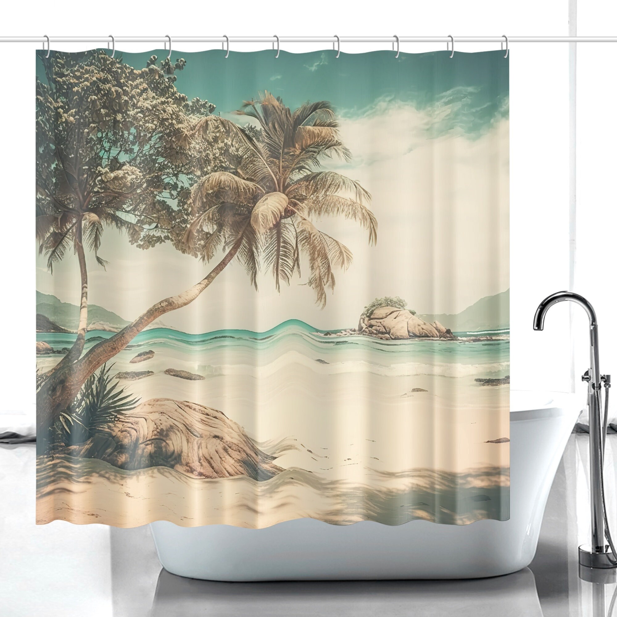 Beach-Inspired Tropical Palm Trees Shower Curtain for Your Bathroom
