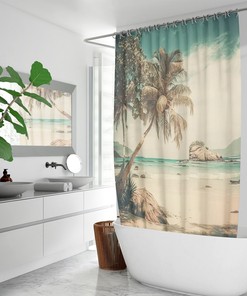 Beach-Inspired Tropical Palm Trees Shower Curtain for Your Bathroom