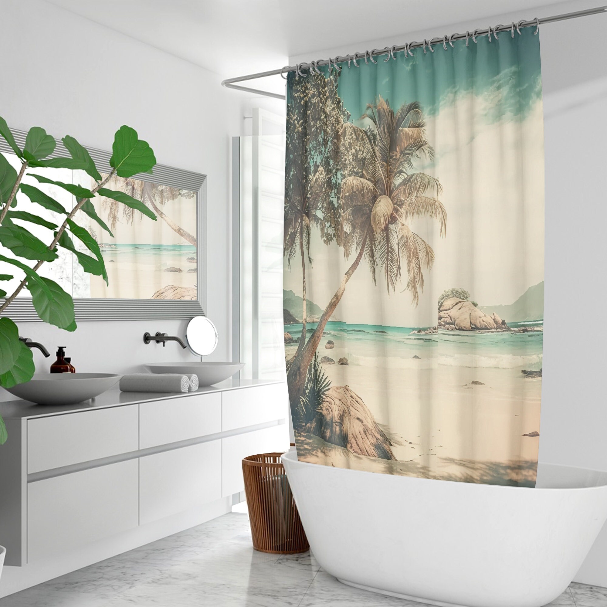 Beach-Inspired Tropical Palm Trees Shower Curtain for Your Bathroom