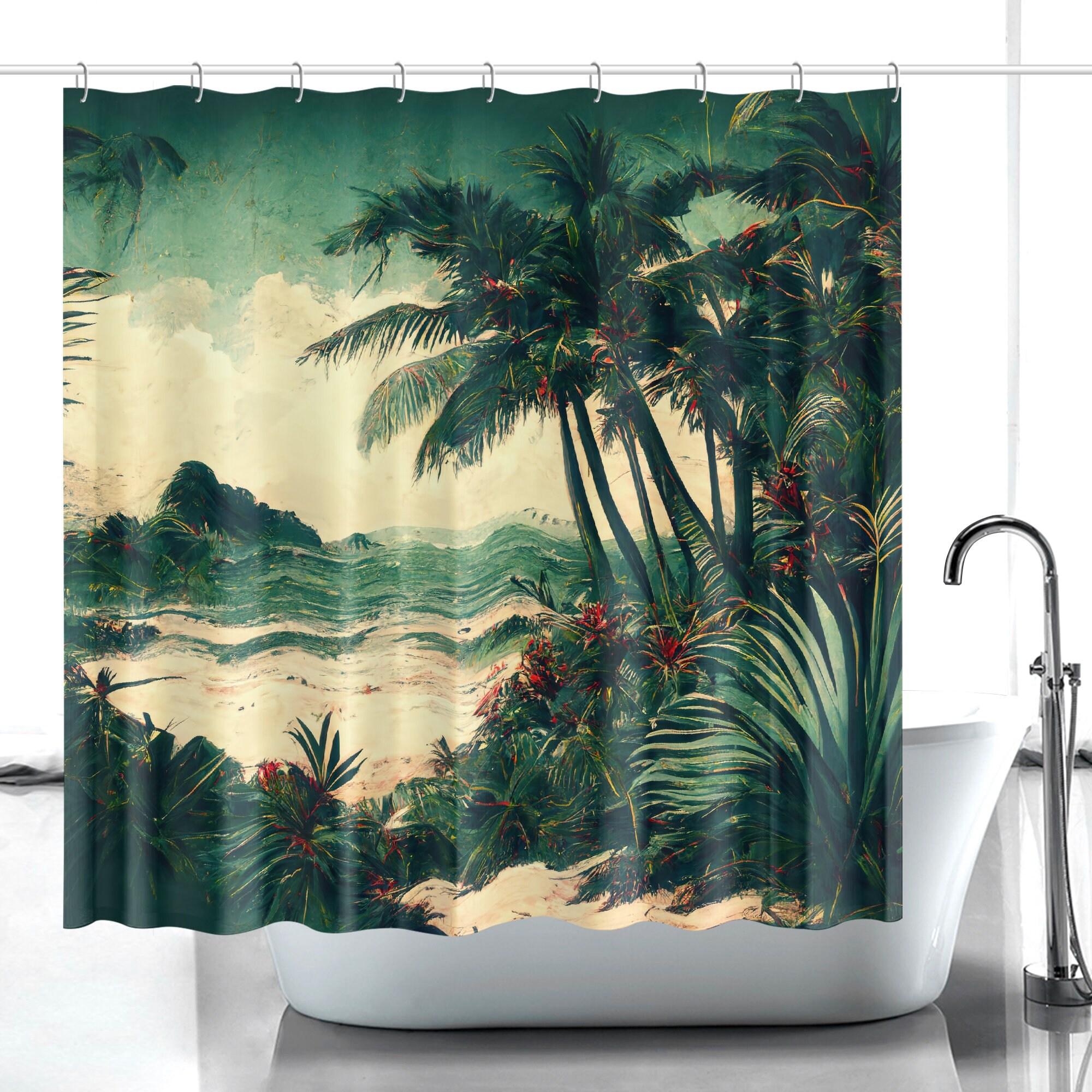 Beach-Inspired Tropical Palm Trees Shower Curtain for Your Bathroom
