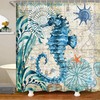 Beach-Themed Green Seahorse Shower Curtain for Nautical Bathroom Decor