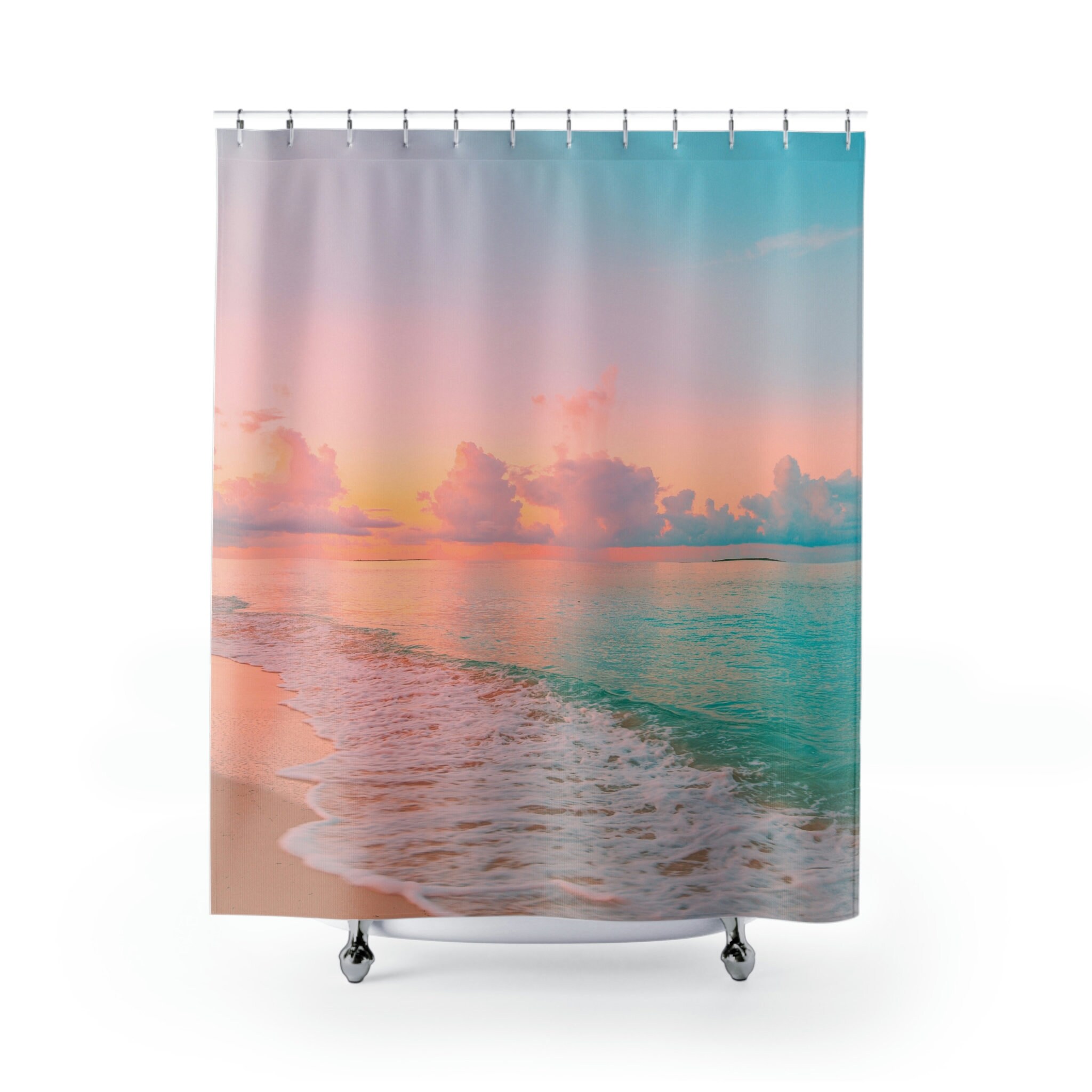 Beachy Blue Shower Curtain For A Coastal Bathroom Theme - Image 2