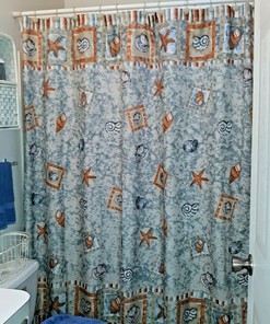 Beachy Coastal Seashell Pattern Shower Curtain, Feel The Ocean Breeze In Your Bathroom