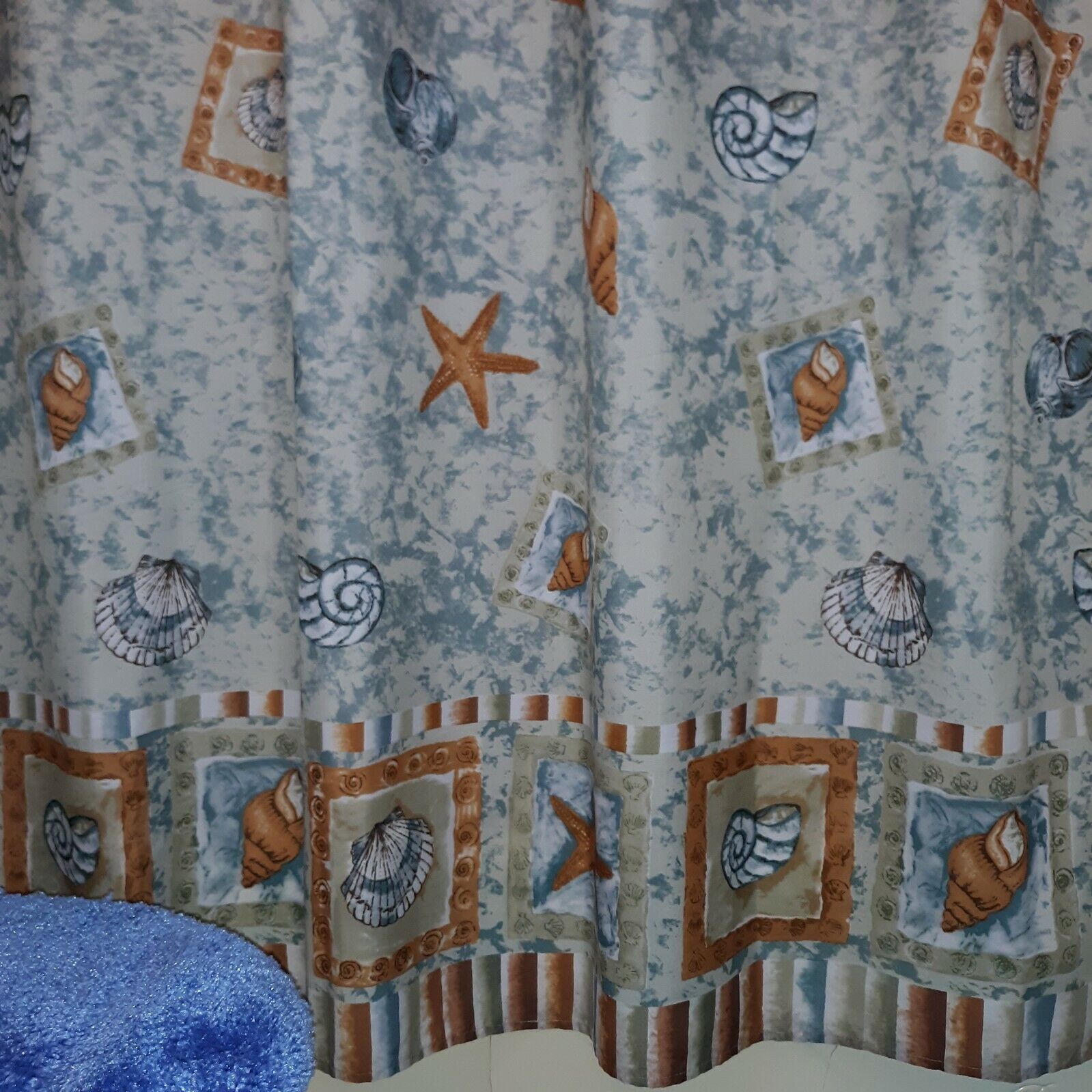 Beachy Coastal Seashell Pattern Shower Curtain, Feel The Ocean Breeze In Your Bathroom