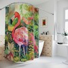 Beachy Flamingo Theme Bathroom Curtain For A Coastal Vibe