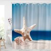Beachy Marine Life Shower Curtain With Starfish And Conch Print For A Seaside Bathroom