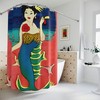 Beachy Mermaid Print Shower Curtain For Kids Bathroom Decor