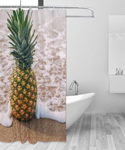 Beachy Pineapple Shower Curtain with Rust-Resistant Grommets 