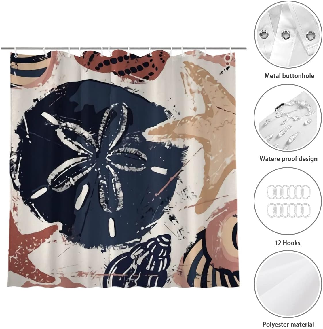 Beachy Seashell Sand Shower Curtain for Refreshing Bathroom Vibes