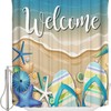 Beachy Seashell Shower Curtain | Starfish Urchins Conch Ocean Bathroom Decor