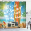 Beachy Vibes Shower Curtain with Tropical Surfboard Print for a Relaxing Bathroom Escape
