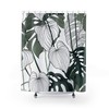 Beachy White and Green Shower Curtain, Elegant Tropical Bathroom Accessory
