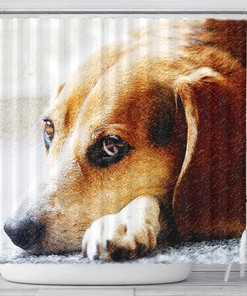 Beagle Dog Art Print Shower Curtain, Perfect For Animal Lovers