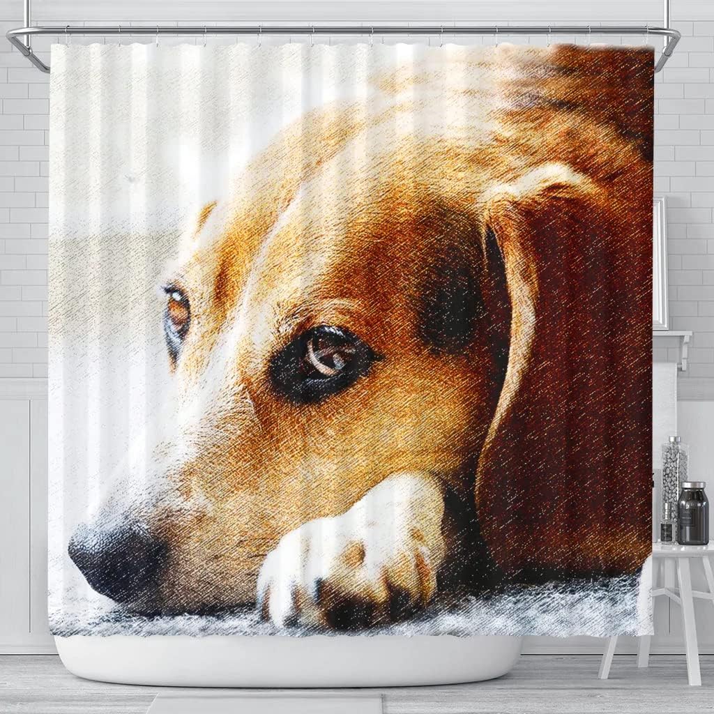 Beagle Dog Art Print Shower Curtain, Perfect For Animal Lovers