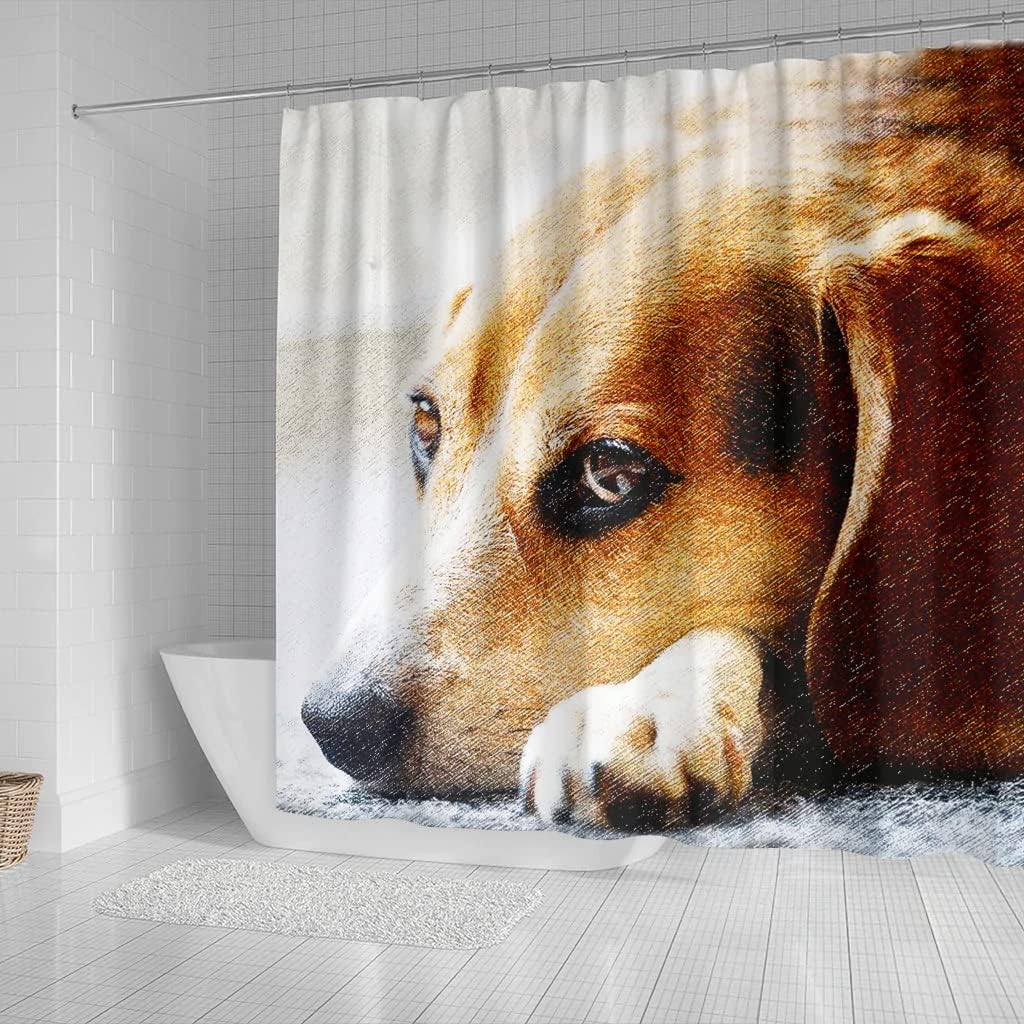 Beagle Dog Art Print Shower Curtain, Perfect For Animal Lovers - Image 2