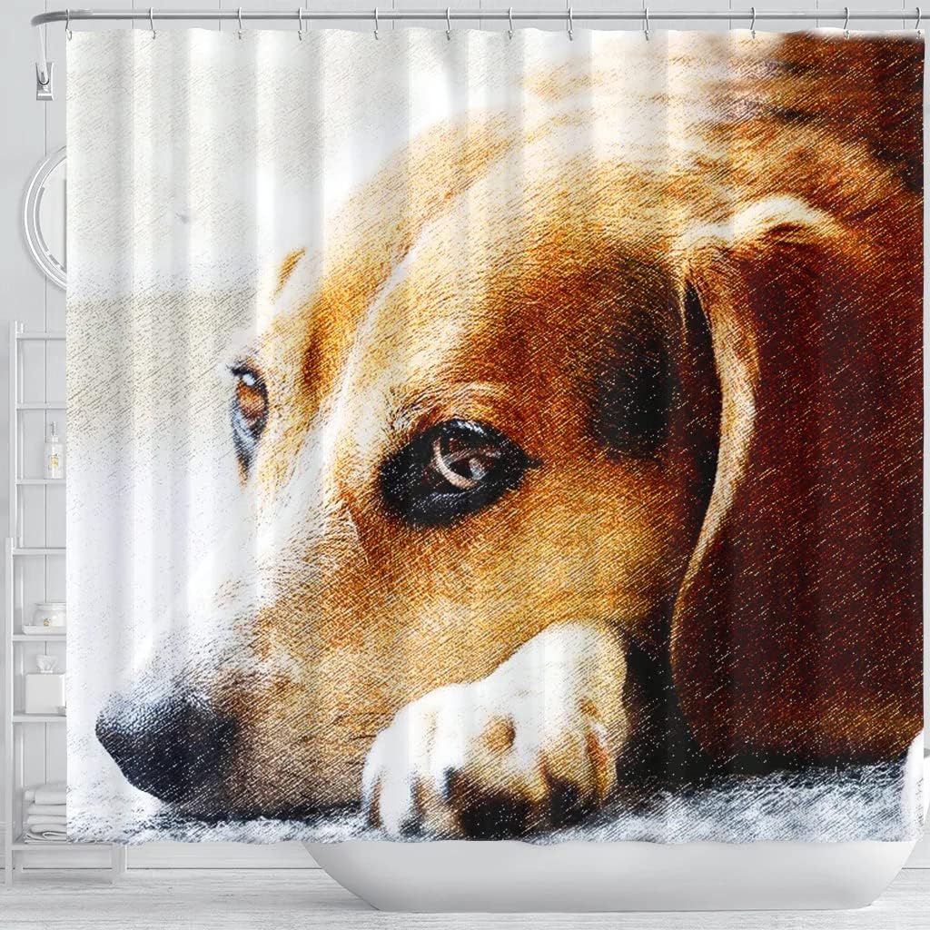 Beagle Dog Art Print Shower Curtain, Perfect For Animal Lovers - Image 3