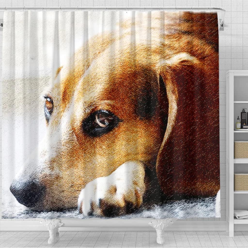 Beagle Dog Art Print Shower Curtain, Perfect For Animal Lovers - Image 4