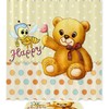 Bear And Bee Bathroom Set With Waterproof Fabric Shower Curtain