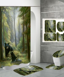 Bear Animal Print Shower Curtain for a Rustic Bathroom Dcor