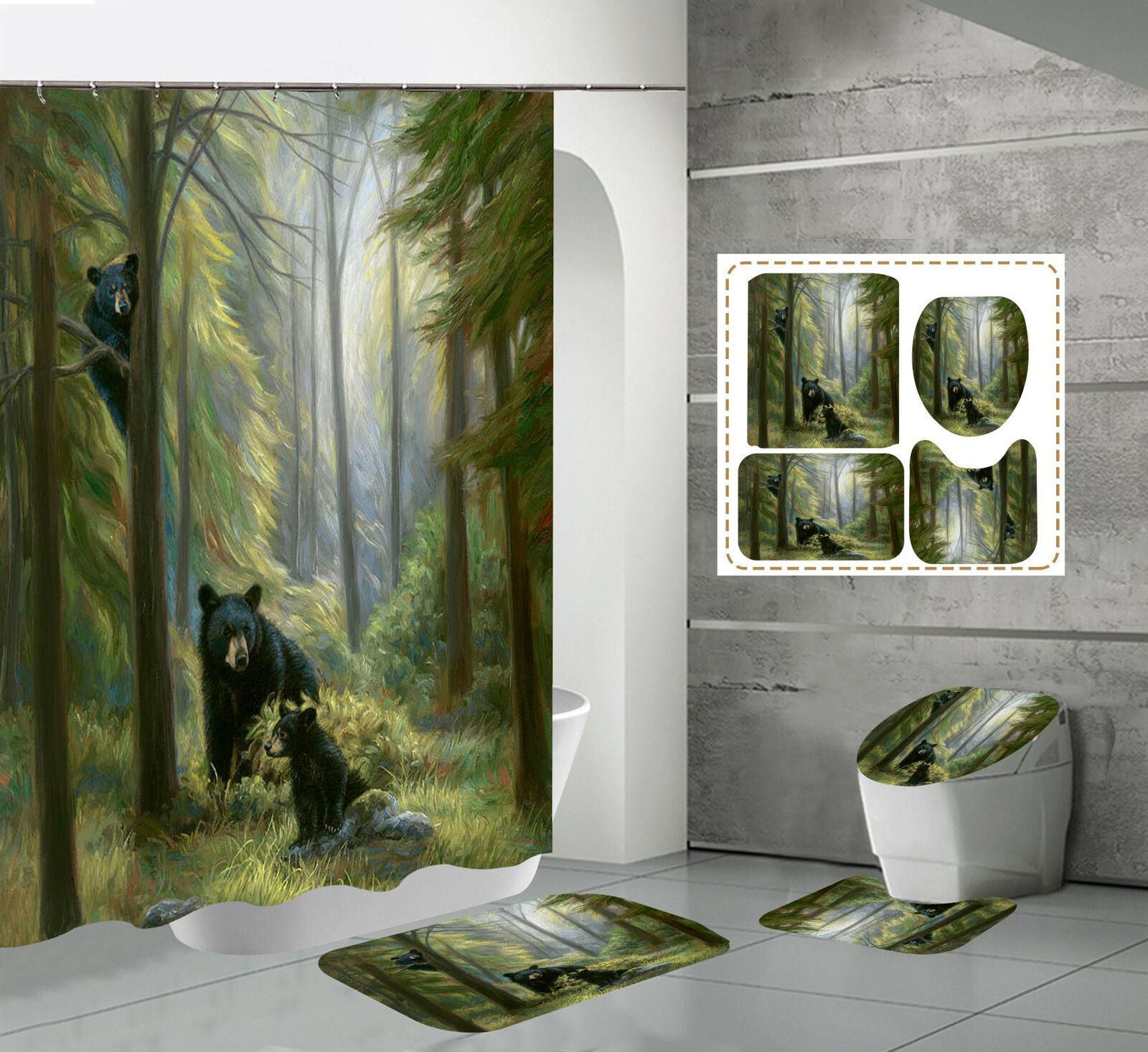 Bear Animal Print Shower Curtain for a Rustic Bathroom Dcor