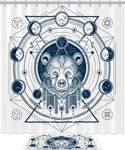 Bear Animal Waterproof Shower Curtain Bathroom Curtain