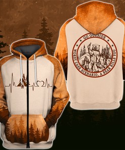 Bear Beer Heartbeat Campfire Hoodie 3D Zip Up Hoodie All Over Print, Perfect For Outdoor Fans
