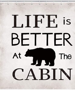 Bear Cabin Shower Curtain for Rustic Bathroom Decor