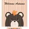 Bear Head with Autumn Maple Leaf - Waterproof Bathroom Shower Curtain