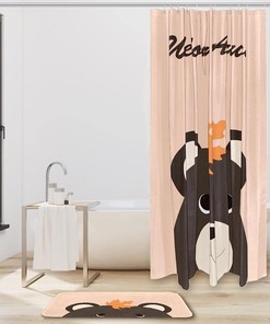 Bear Head with Autumn Maple Leaf - Waterproof Bathroom Shower Curtain