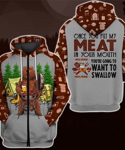 Bear Hoodie All Over Print 3D Zip Hoodie For Fans - Bear Camps In Forest Design