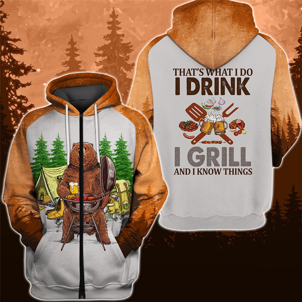 Bear Hoodie All Over Print 3D Zip Hoodie For Fans - Beer I Tried To Be A Good Girl..
